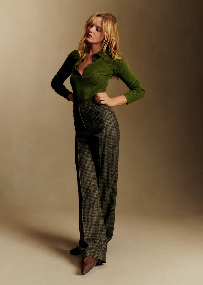 Pantalon Dan - Pied de Poule Kaki