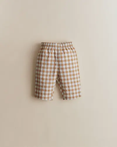 Pantalon Edgar - Vichy Gaufré Bleu Caramel