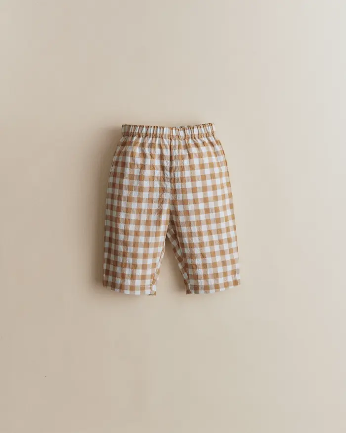 Pantalon Edgar - Vichy Gaufré Bleu Caramel