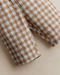 Pantalon Edgar - Vichy Gaufré Bleu Caramel — view 3