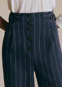 Pantalon Elijah - Rayures Ecru fond marine — view 2