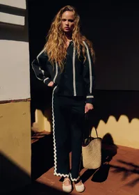 Pantalon Fausto - Noir Zigzag Ecru — view 4