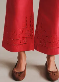 Pantalon Gilles - Broderie Placée Rouge — view 4
