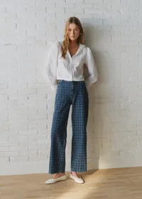 Pantalon Le 90's - Sézane x Sea NY - Broderie Marine Fond Denim — view 3