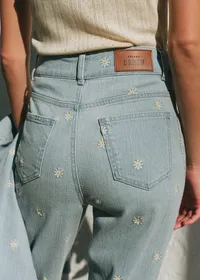 Pantalon Le New 70's - Broderie Écru Fond Bleach — view 2