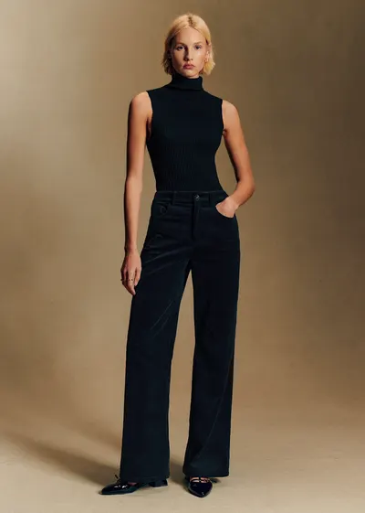 Pantalon LE NEW 70's - Sézane x Antoinette Poisson - Velours Marine Foncé