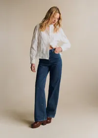 Pantalon Le Wide Leg - Bleu Foncé Oeillet — view 4