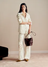Pantalon Le Wide Leg - Broderies Lierre Fond Écru — view 2