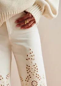 Pantalon Le Wide Leg - Broderies Lierre Fond Écru — view 3