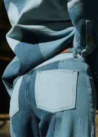 Pantalon Le Wide Leg - Patchwork Denim Bleu Clair — view 3