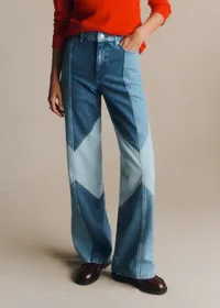 Pantalon Le Wide Leg - Patchwork Denim Bleu Clair — view 4