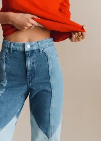 Pantalon Le Wide Leg - Patchwork Denim Bleu Clair — view 5