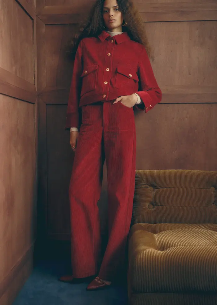 Pantalon Le Wide Leg - Sézane x Antoinette Poisson - Velours Rouge
