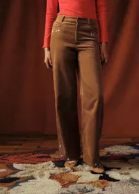 Pantalon Le Wide Leg - Sézane x Baziszt - Jardin Fond Beige — view 4