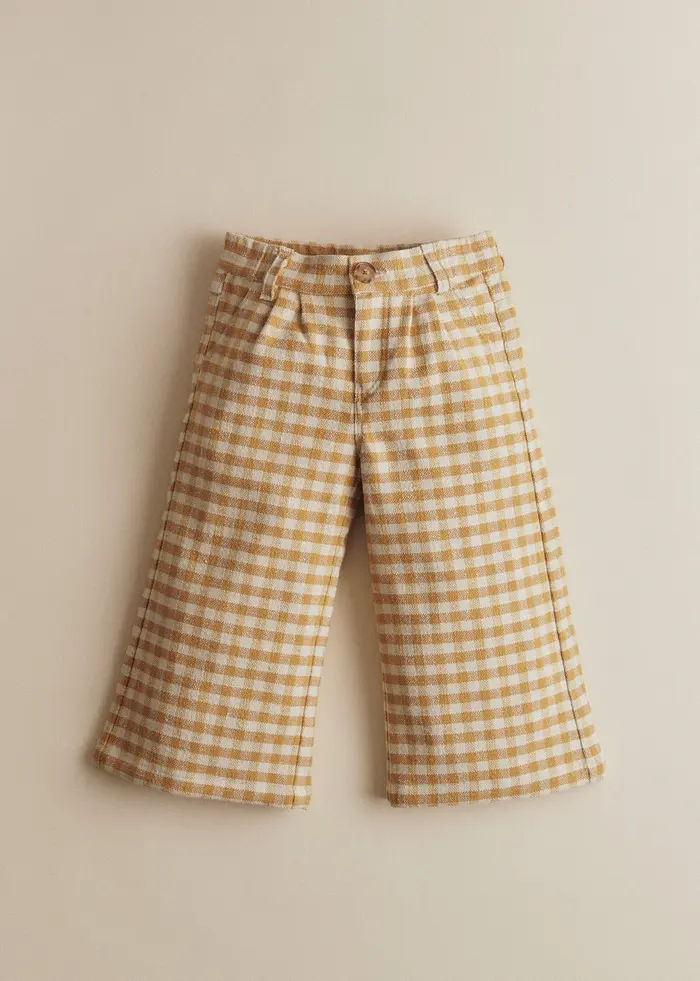 Pantalon Mao - Carreaux Vichy Ocre Ecru