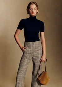 Pantalon Martin Crop - Pied de Poule Creme Kaki Brun Jaune — view 2