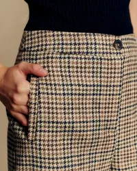 Pantalon Martin Crop - Pied de Poule Creme Kaki Brun Jaune — view 3
