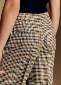 Pantalon Martin Crop - Pied de Poule Creme Kaki Brun Jaune — view 4