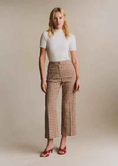 Pantalon Martin Crop - Vichy Marron Ecru