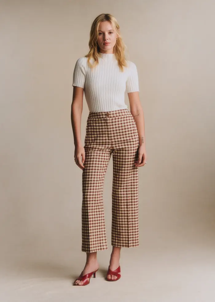 Pantalon Martin Crop - Vichy Marron Ecru