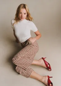 Pantalon Martin Crop - Vichy Marron Ecru — view 4