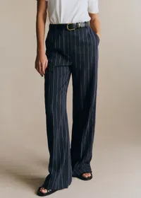 Pantalon Matheo - Rayures Tennis Écru Fond Bleu — view 2