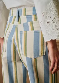 Pantalon Soan - Rayures Bleu Ecru Jaune — view 3
