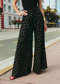 Pantalon TERRENCE - Imprimé Pois Beige Fond Noir — view 2