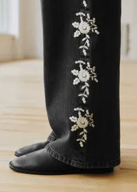 Pantalon Valentin - Sézane x SEA NY - Broderie Écru Fond Gris — view 3