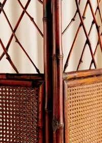 Paravent en bambou et cannage foncé vintage - Bambou et cannage — view 2