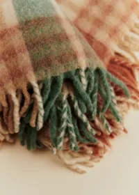 Plaid en mohair - Quadrillage sauge et caramel — view 3