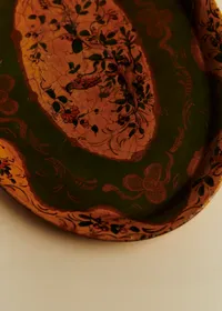 Plateau ovale vintage peint main - Tôle — view 3