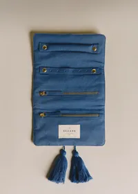 Pochette bijoux - Broderie Coeurs Bleu Vintage — view 2