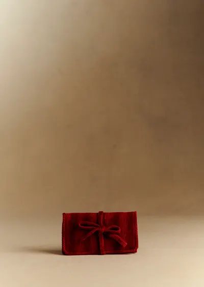 Pochette bijoux velours milleraie - Rouge