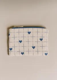 Pochette plate - Broderie Coeurs Bleu Vintage — view 2
