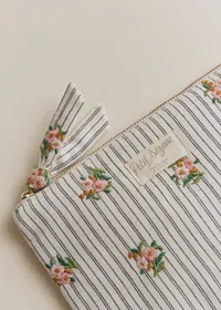 Pochette plate - Rayures Broderie Fleurs — view 2