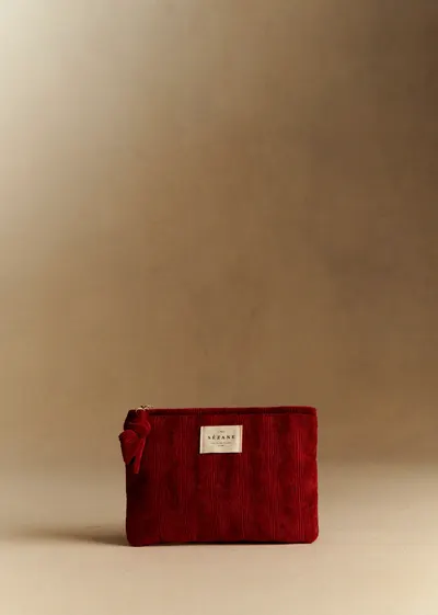 Pochette plate velours milleraie - Rouge