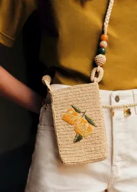 Pochette Tasha - Raphia Broderie Citron — view 3