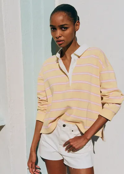 Polo Elio - Rayures Pastel Jaune Rose