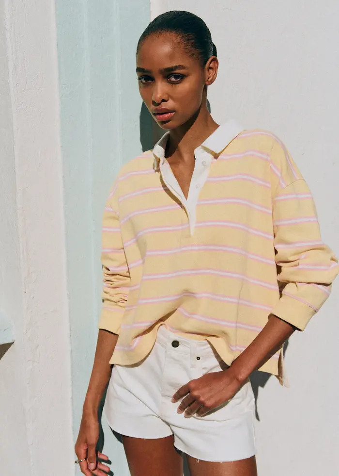 Polo Elio - Rayures Pastel Jaune Rose
