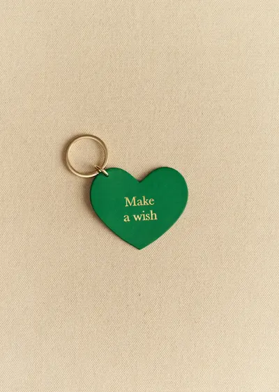 Porte-clé Coeur - Vert "Make a wish"