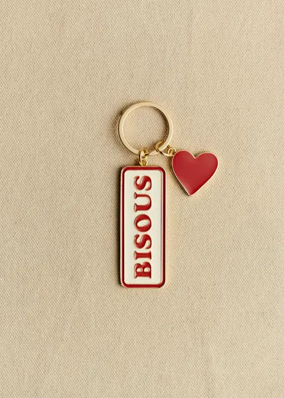 Porte-clé mot - Rouge "Bisous"