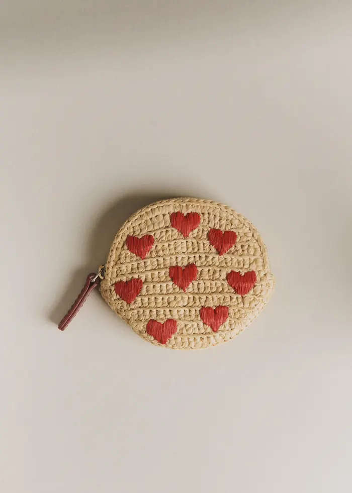 Porte-monnaie Nicole - Raphia Broderie Coeur