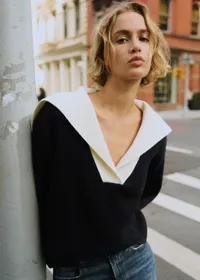 Pull Claudio - Marine Col Ecru — view 2