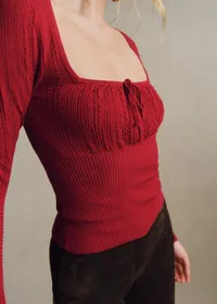 Pull Élisia - Rouge Foncé — view 2