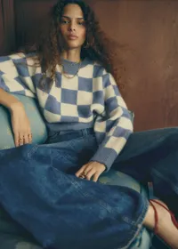 Pull François - Sézane x Antoinette Poisson - Carreaux Bleu et Ecru — view 2