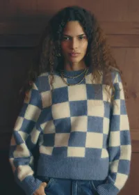 Pull François - Sézane x Antoinette Poisson - Carreaux Bleu et Ecru — view 3