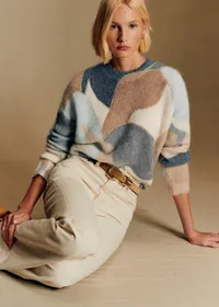 Pull Hollie - Imprimé Feuillage Bleu/ Camel — view 3