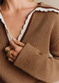 Pull Ivane - Camel Détails Ecru — view 2