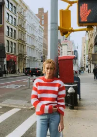 Pull Julien - Sézane x Antoinette Poisson - Écru/ Rouge — view 2